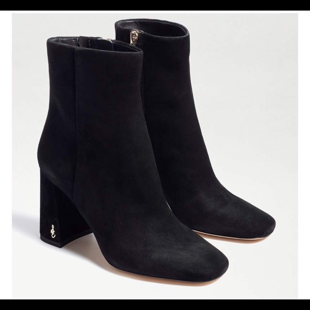 Sam Edelman Codie Black Suede Ankle Boots Heeled